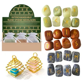 Gemstone Necklace Kit with Assorted Rune Stones MIN43