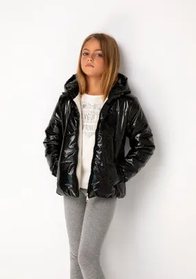 Girl's Black Iridescent Anorak