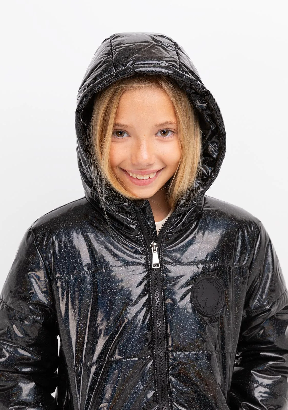 Girl's Black Iridescent Anorak