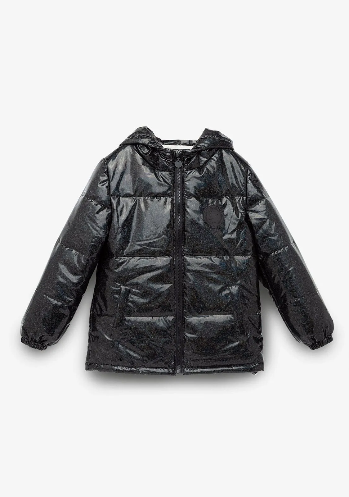 Girl's Black Iridescent Anorak