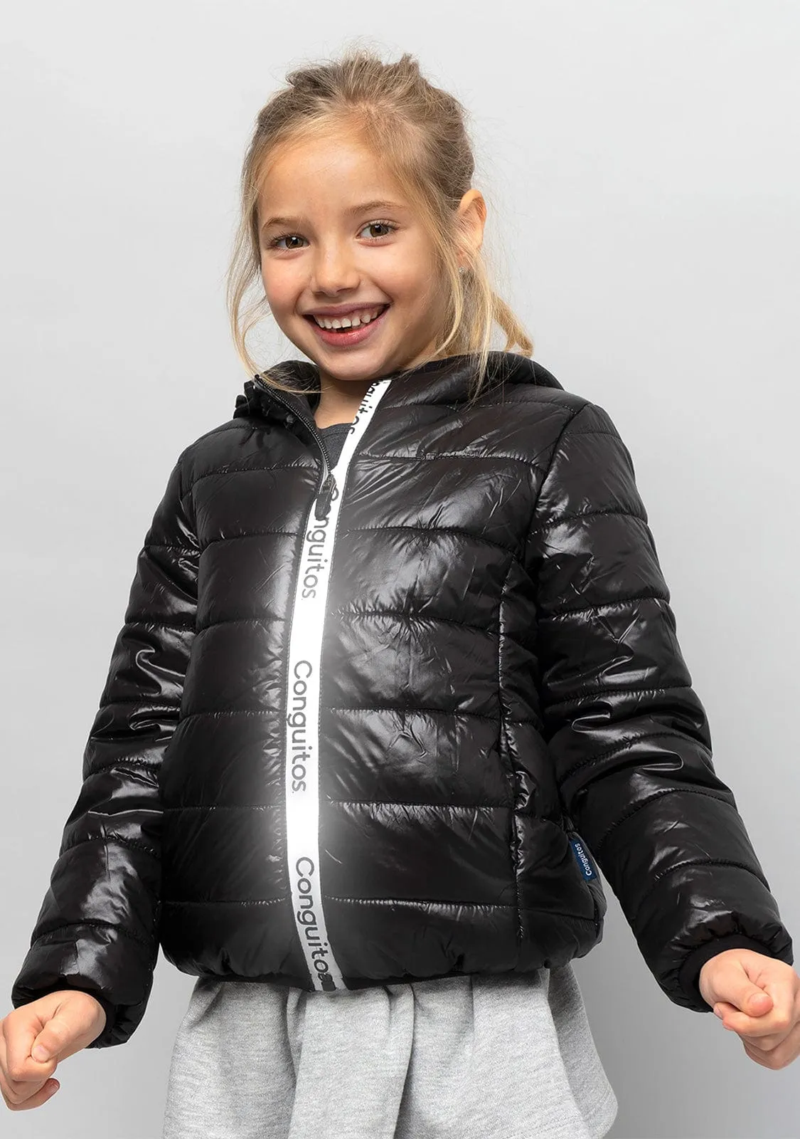 Girl's Black Recycled Reflectant Anorak