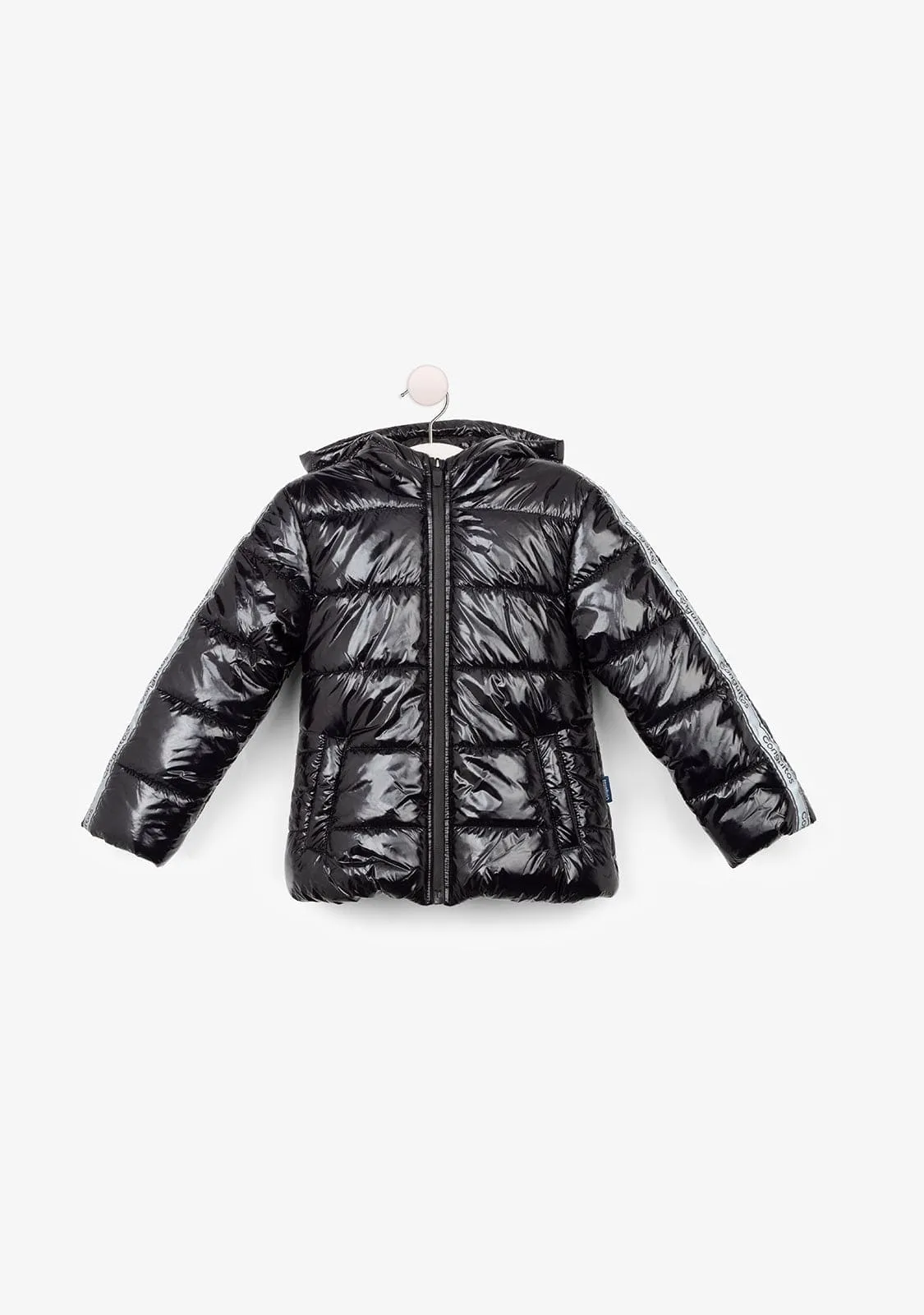 Girl's Black Reflective Anorak