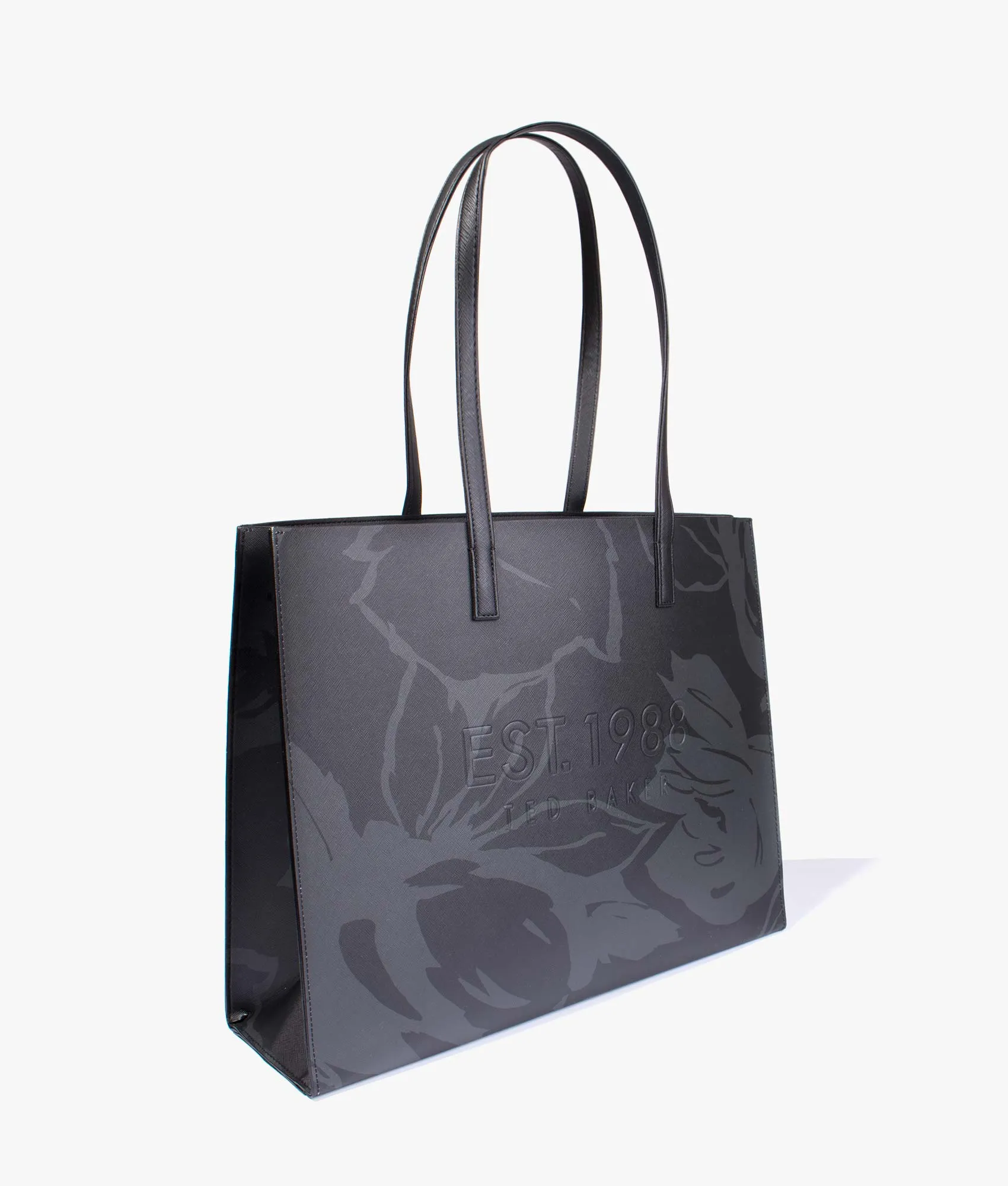 Hancon bolt on saffiano shopper in black