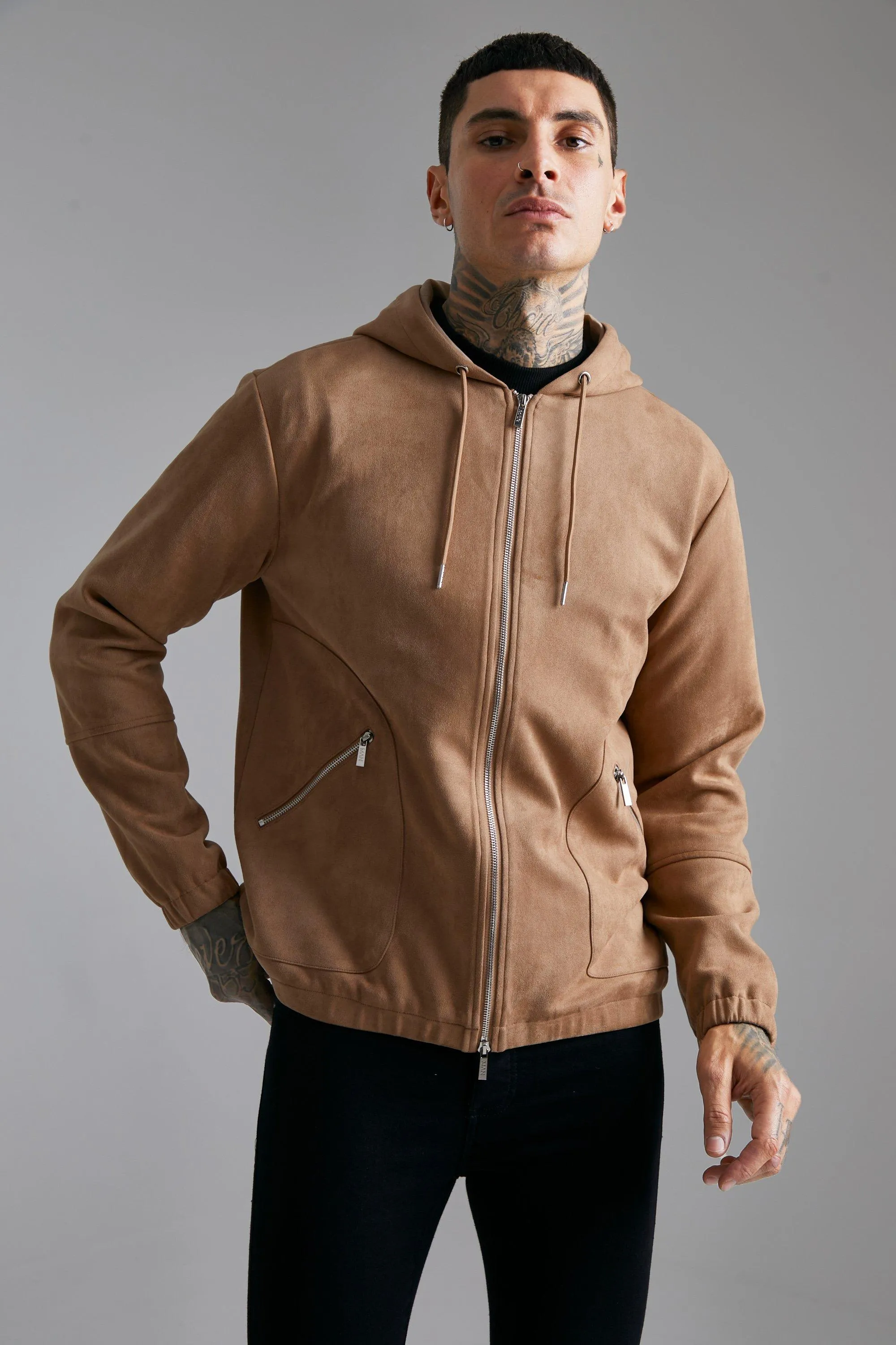 Hooded Suedette Bomber