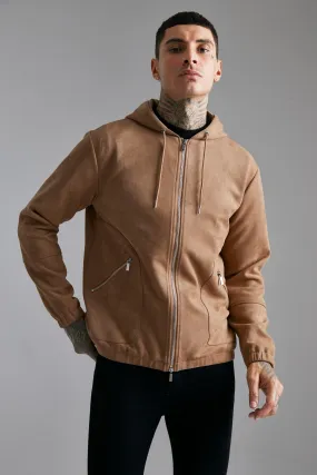 Hooded Suedette Bomber