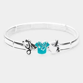 iLLASPARKZ Enamel Doctor Cloth Detail Message Metal Stretch Bracelet