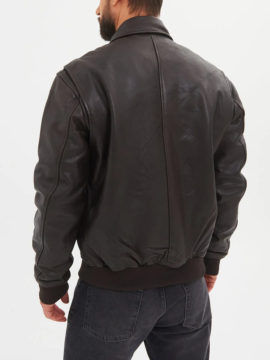 Jaxon Brown Genuine Leather Bomber Jacket