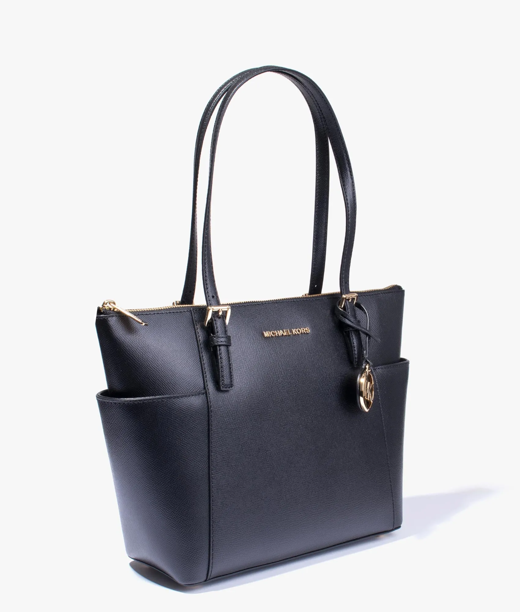 Jet set crossgrain leather shopper in black