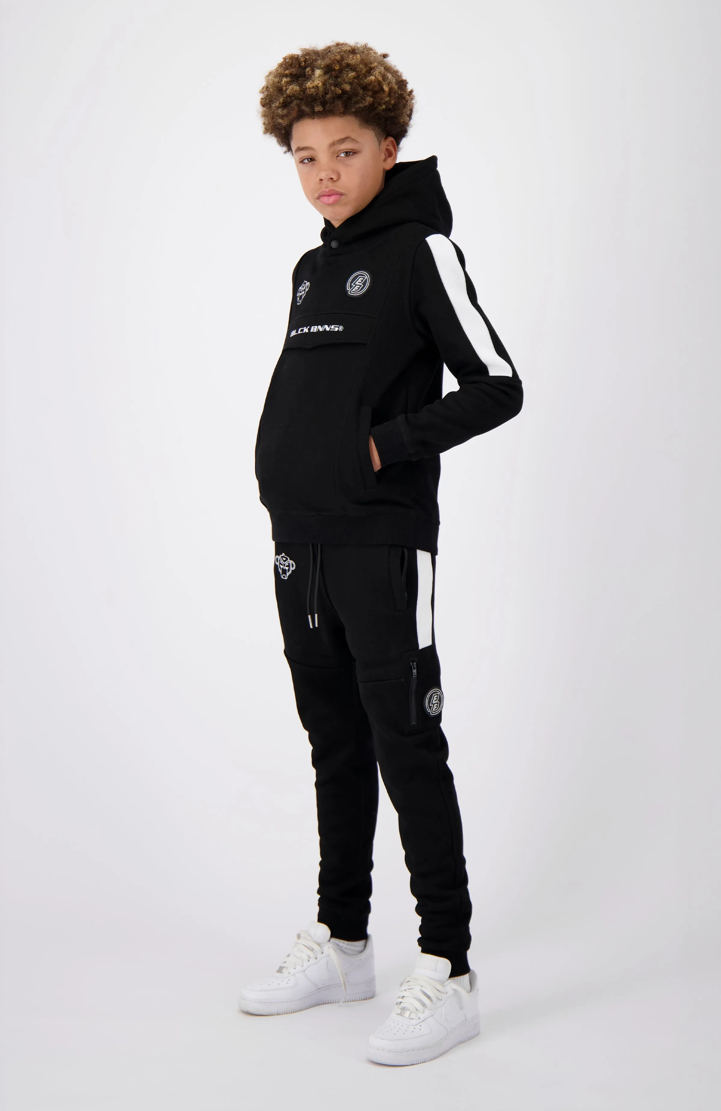 JR. ANORAK STRIPE SWEATSUIT | Black