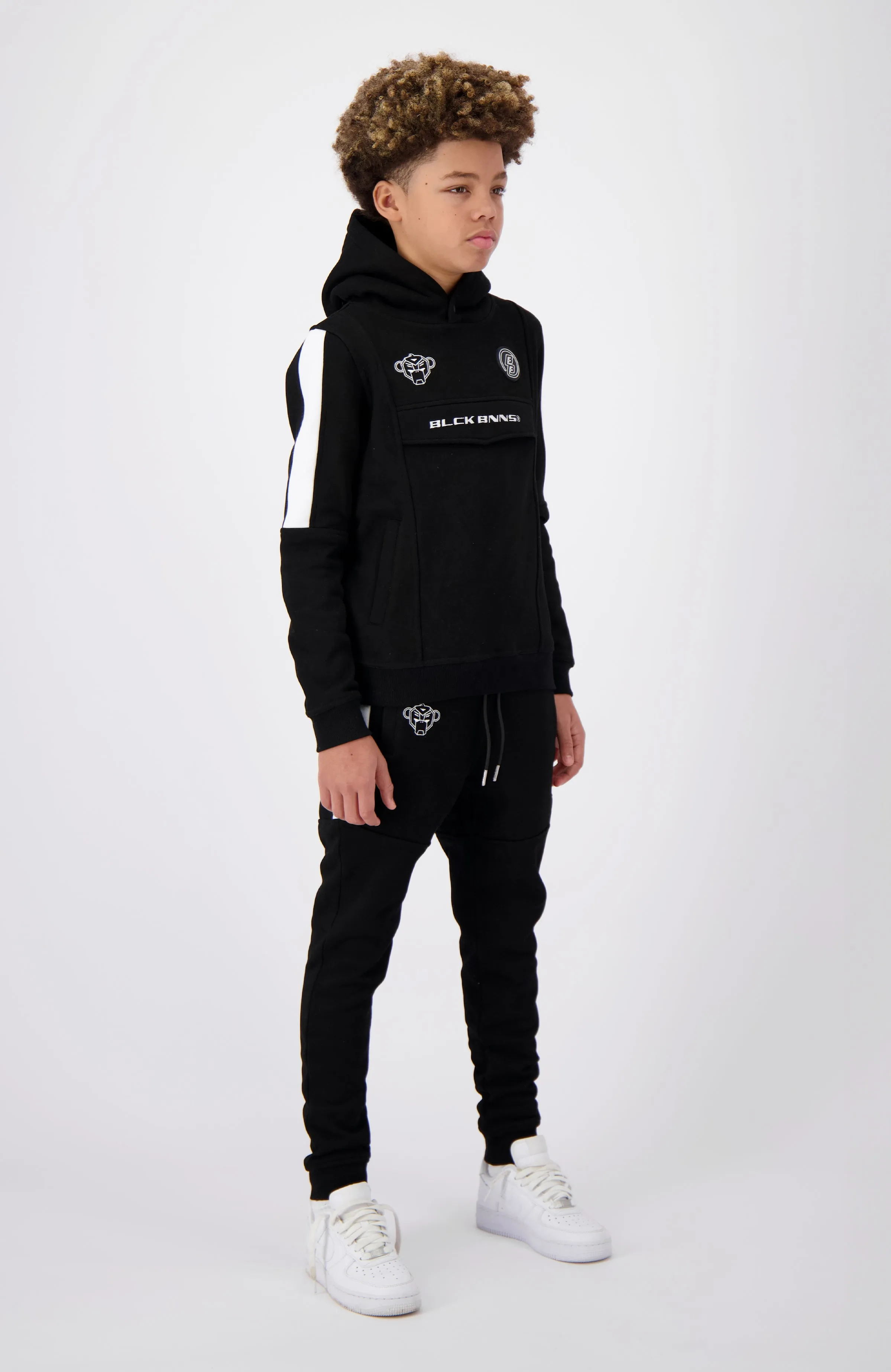 JR. ANORAK STRIPE SWEATSUIT | Black