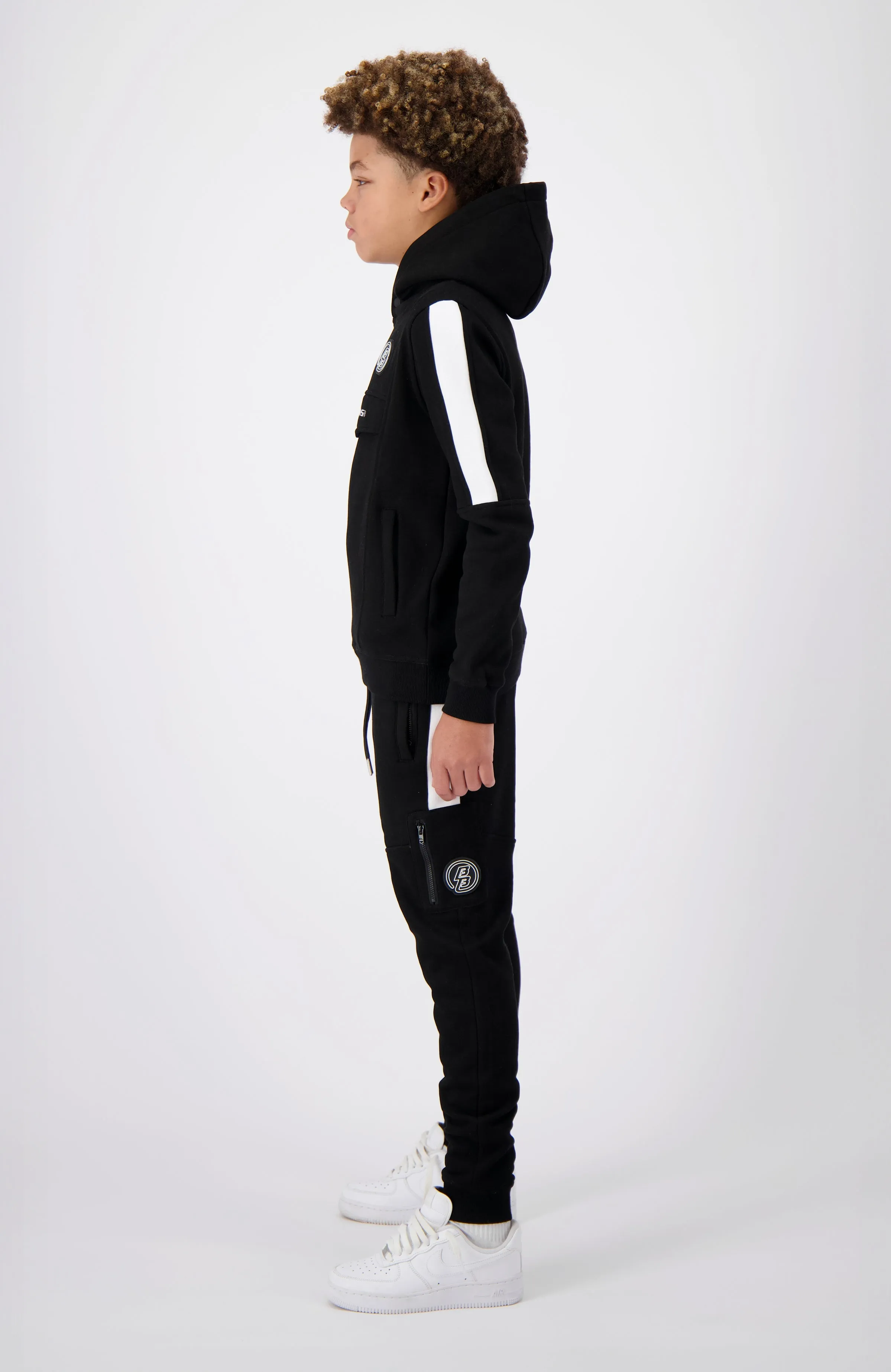 JR. ANORAK STRIPE SWEATSUIT | Black