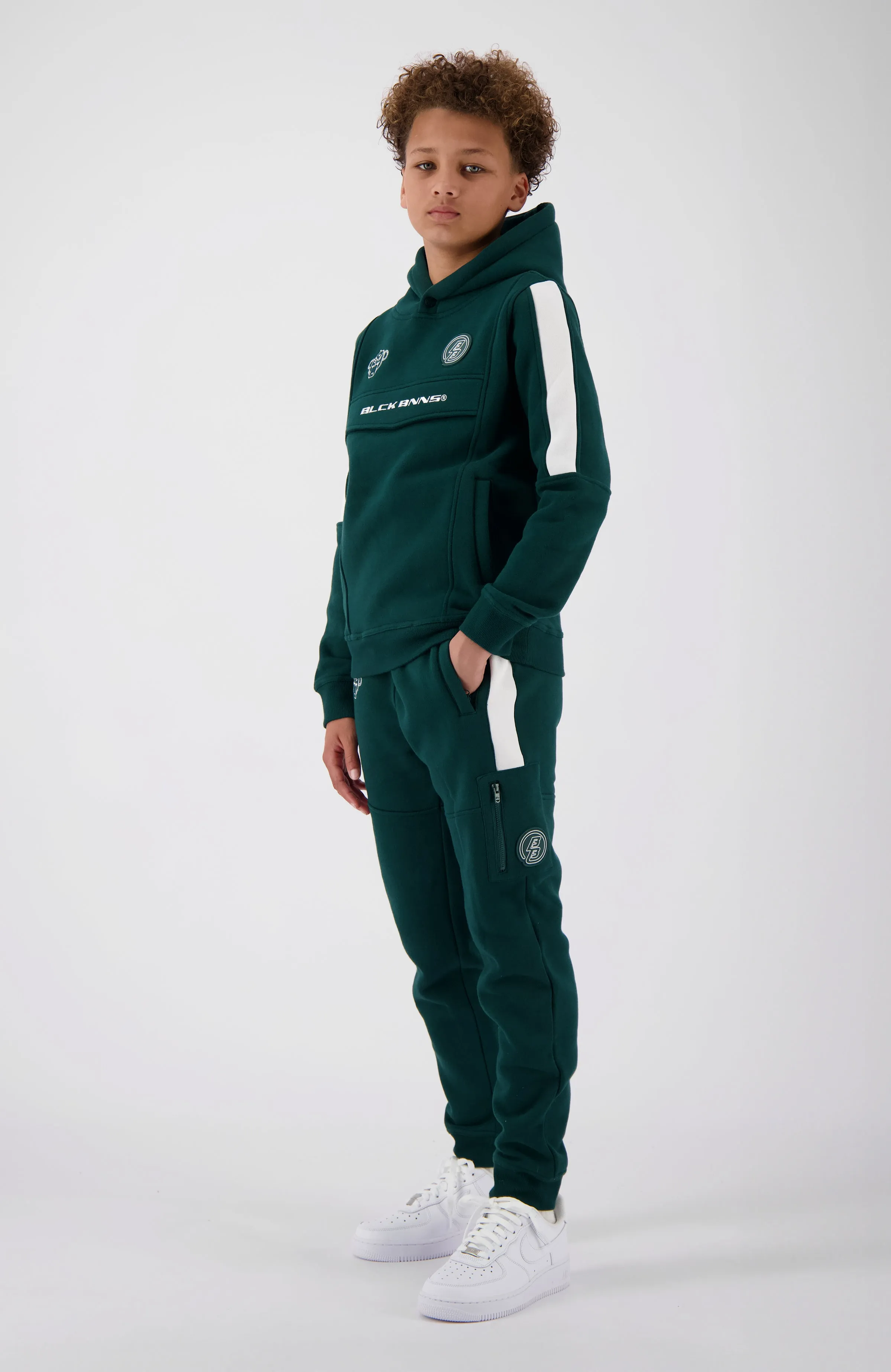 JR. ANORAK STRIPE SWEATSUIT | Pine Green