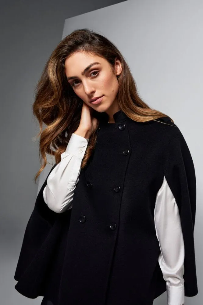 Juliana Cape - Black Wool Silk