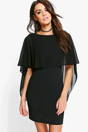 Katie Chiffon Cape Bodycon Dress