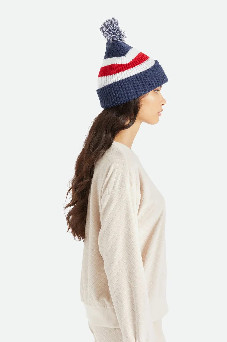 Kit Pom Beanie - Washed Navy/White/Red