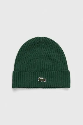 Lacoste wool beanie green color