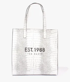 Lavayda large croc shopper in white