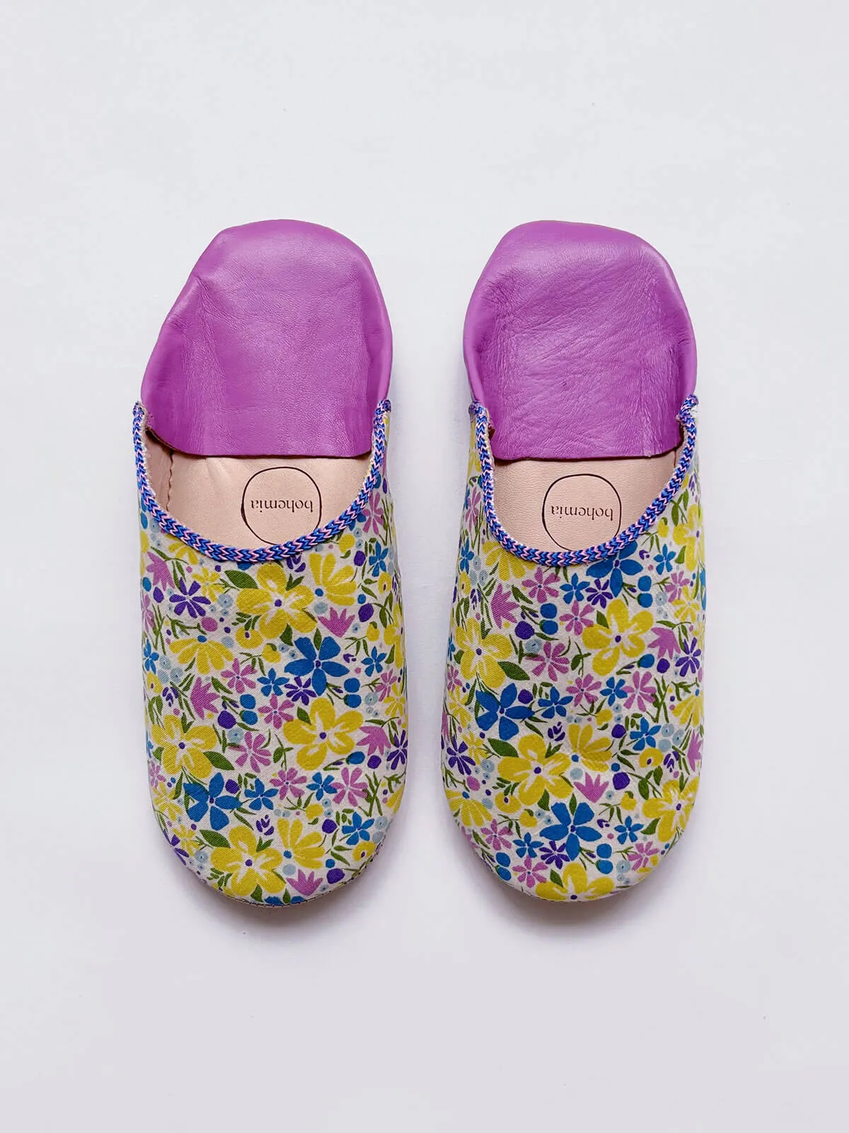 Liberty Print Babouche Slippers, Bohemian Bloom