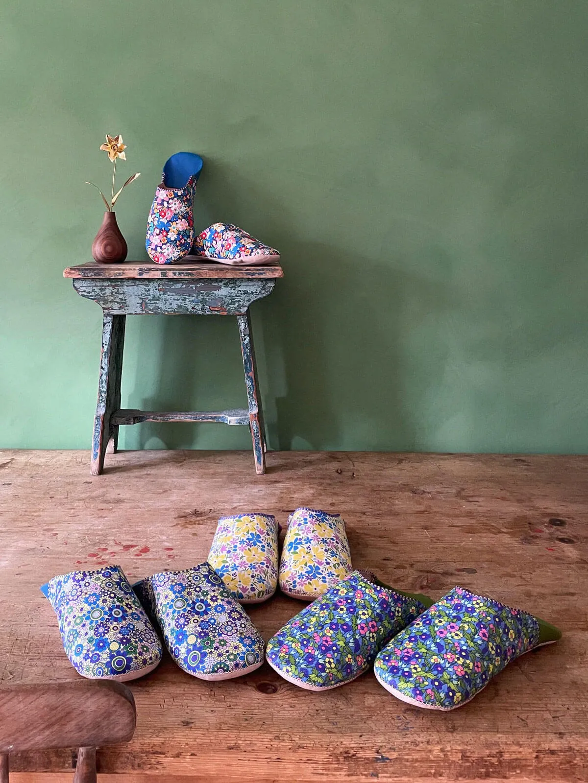 Liberty Print Babouche Slippers, Westbourne Posy