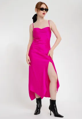 LINDY Cowl Neck Silk Dress