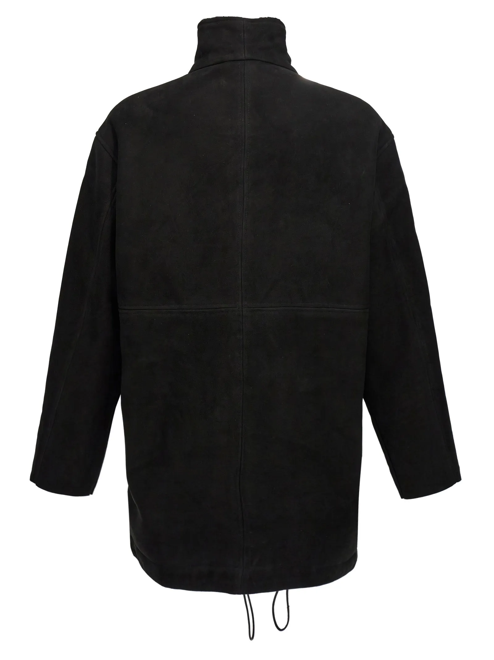 Long Suede Shearling Jacket Fur Black