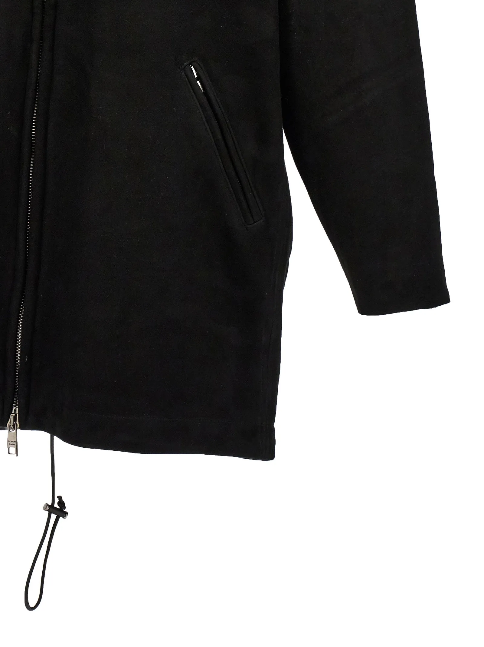 Long Suede Shearling Jacket Fur Black