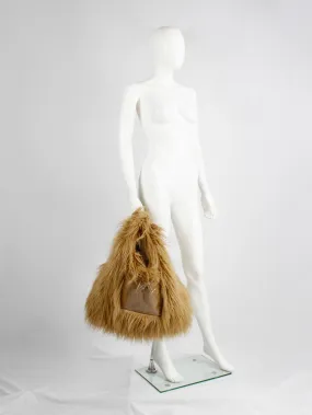 Margiela MM6 orange faux fur yeti shopper with clear outer pocket — fall 2016