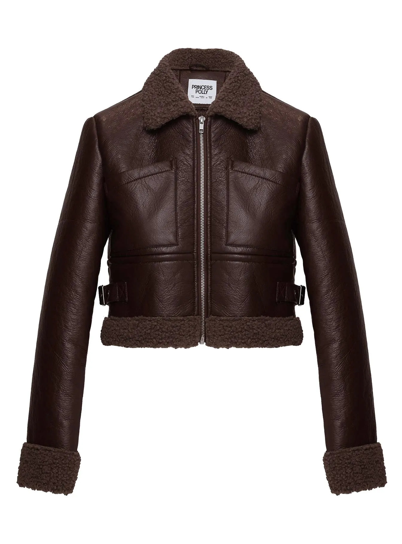 Mayella Shearling Faux Leather Jacket Red