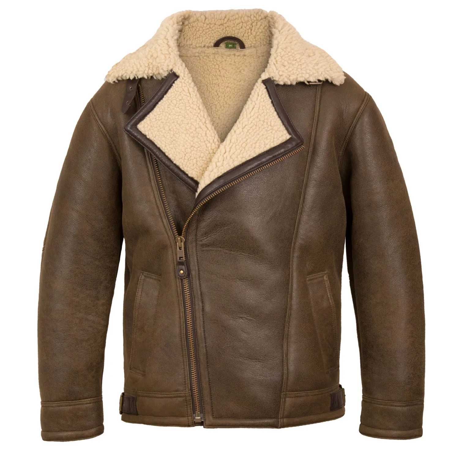 Men's Antique Shearling Sheepskin Leather Pilot Jacket