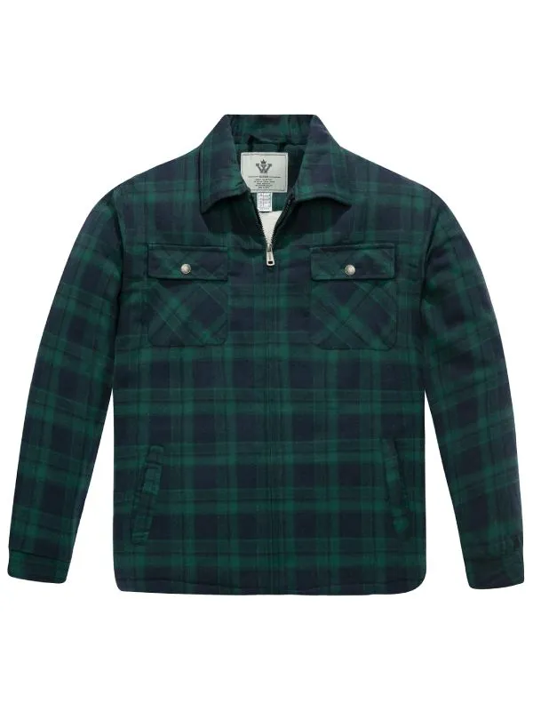 Men's Flannel Jacket Zip Up Fleece Sherpa Heavy Lined Shirt