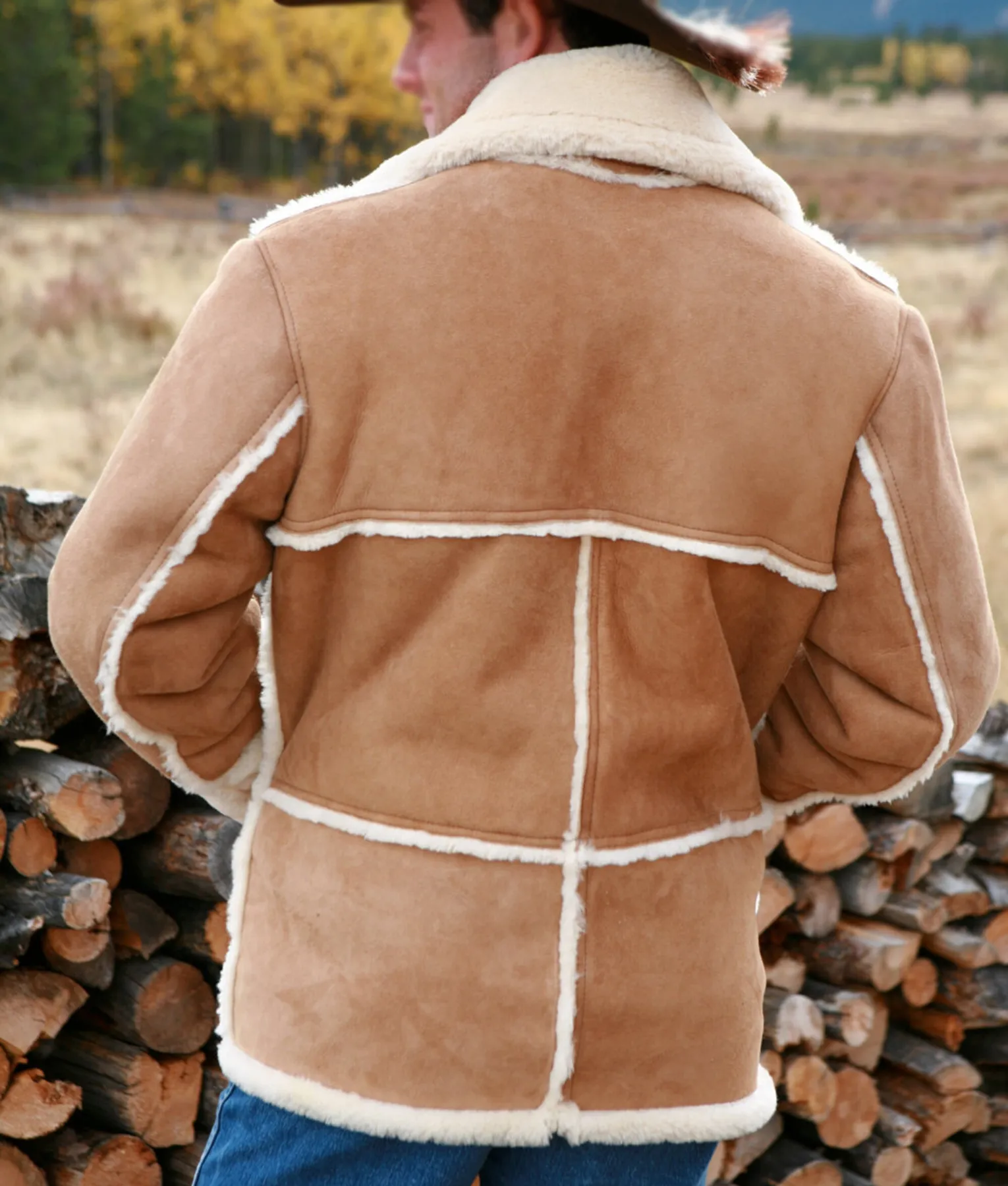 Mens Sheepskin Shearling Jacket - Suede Leather Shearling Jacket