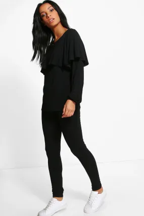 Millie Cape Ruffle Loungewear Top + Legging Set