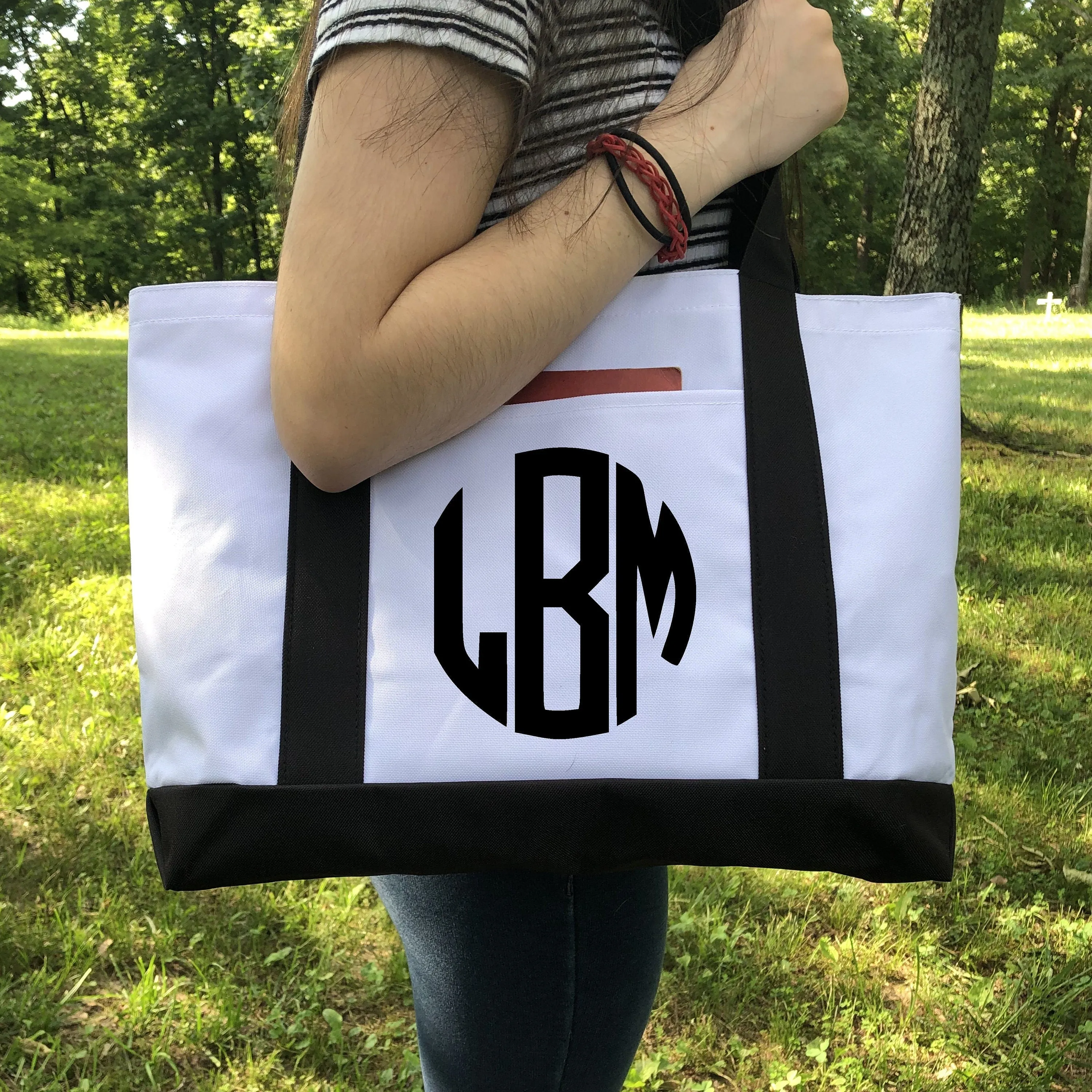 Monogram Tote Bag, Personalized Tote, Custom Tote Bag, Tote Bag With Pocket, Heavy Duty Tote Bag