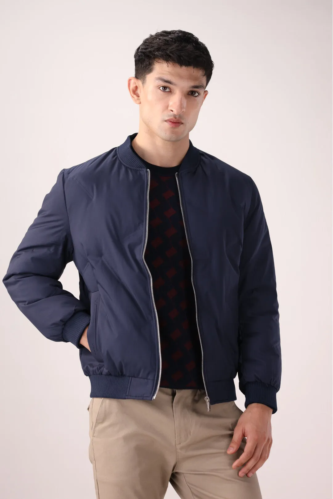 Navy Blue Bomber Jacket