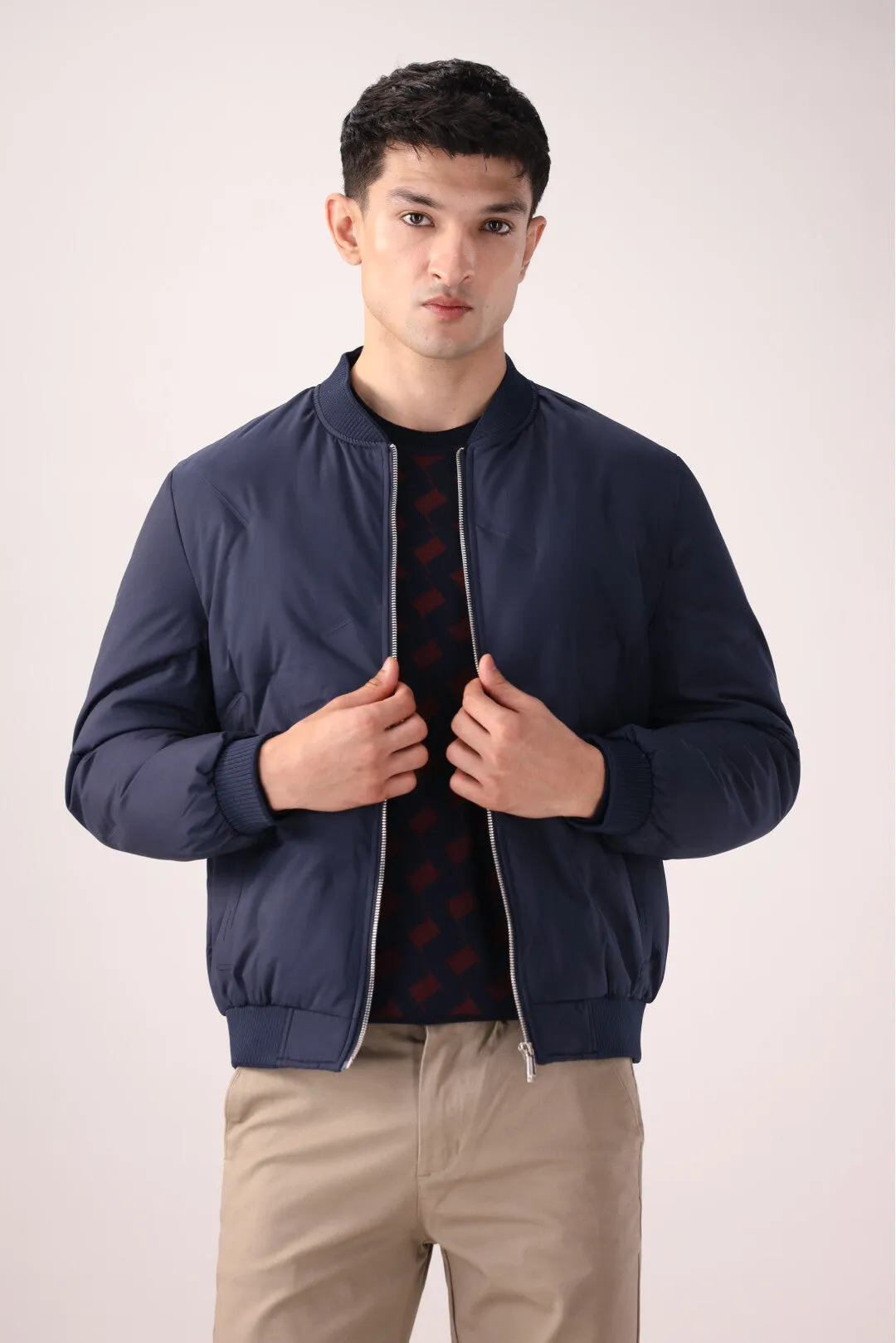 Navy Blue Bomber Jacket