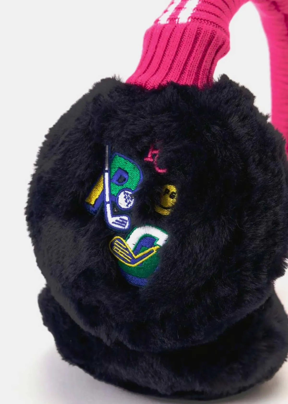 Navy/Pink Faux Fur Earmuffs - Navy/Pink