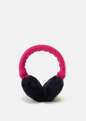 Navy/Pink Faux Fur Earmuffs - Navy/Pink