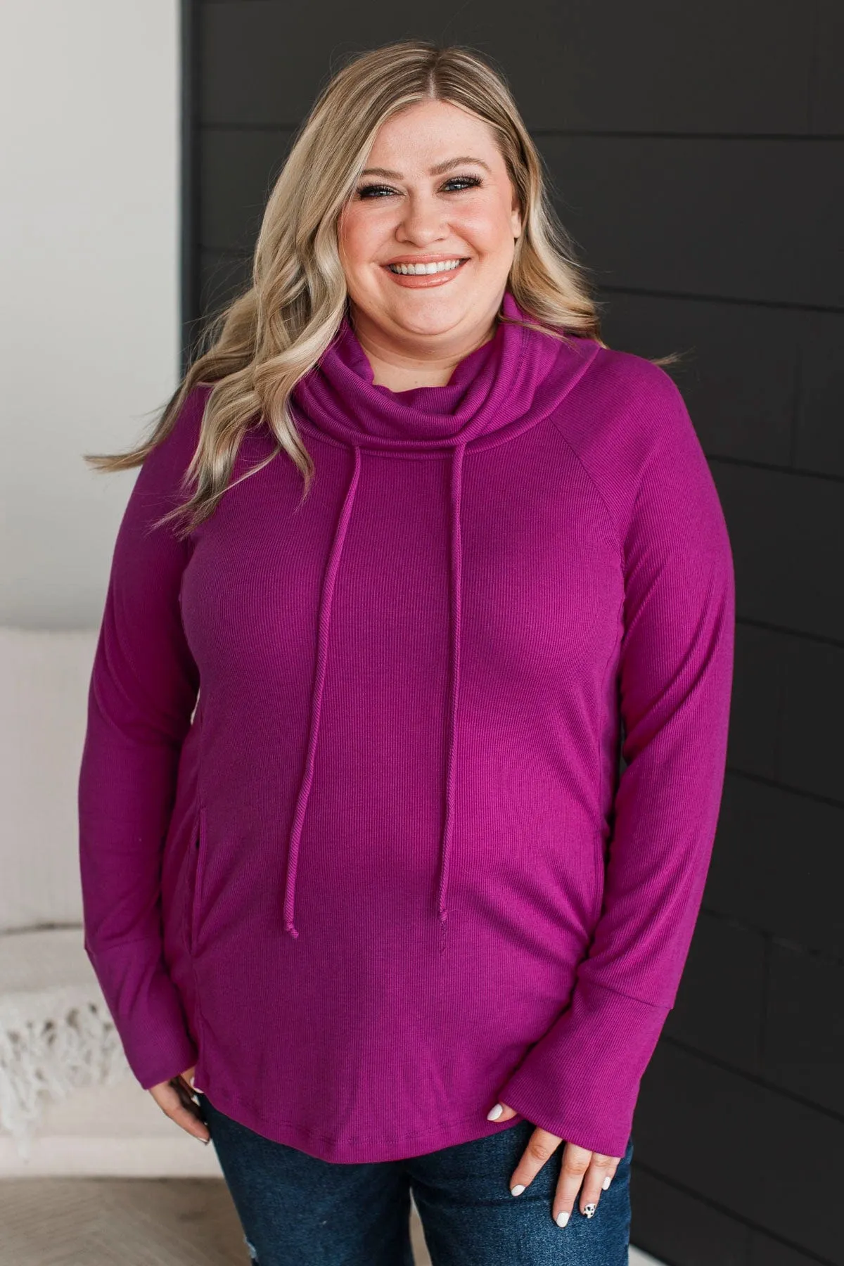 Not Letting Go Cowl Neck Top- Magenta