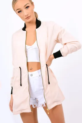 Nude Bomber Style Long Jacket - Brea