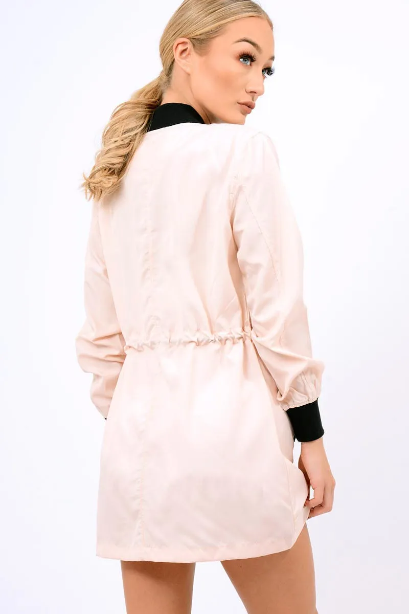 Nude Bomber Style Long Jacket - Brea