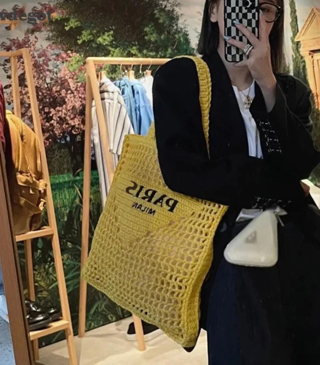 Paris Milano Woven Tote Bag in Yellow