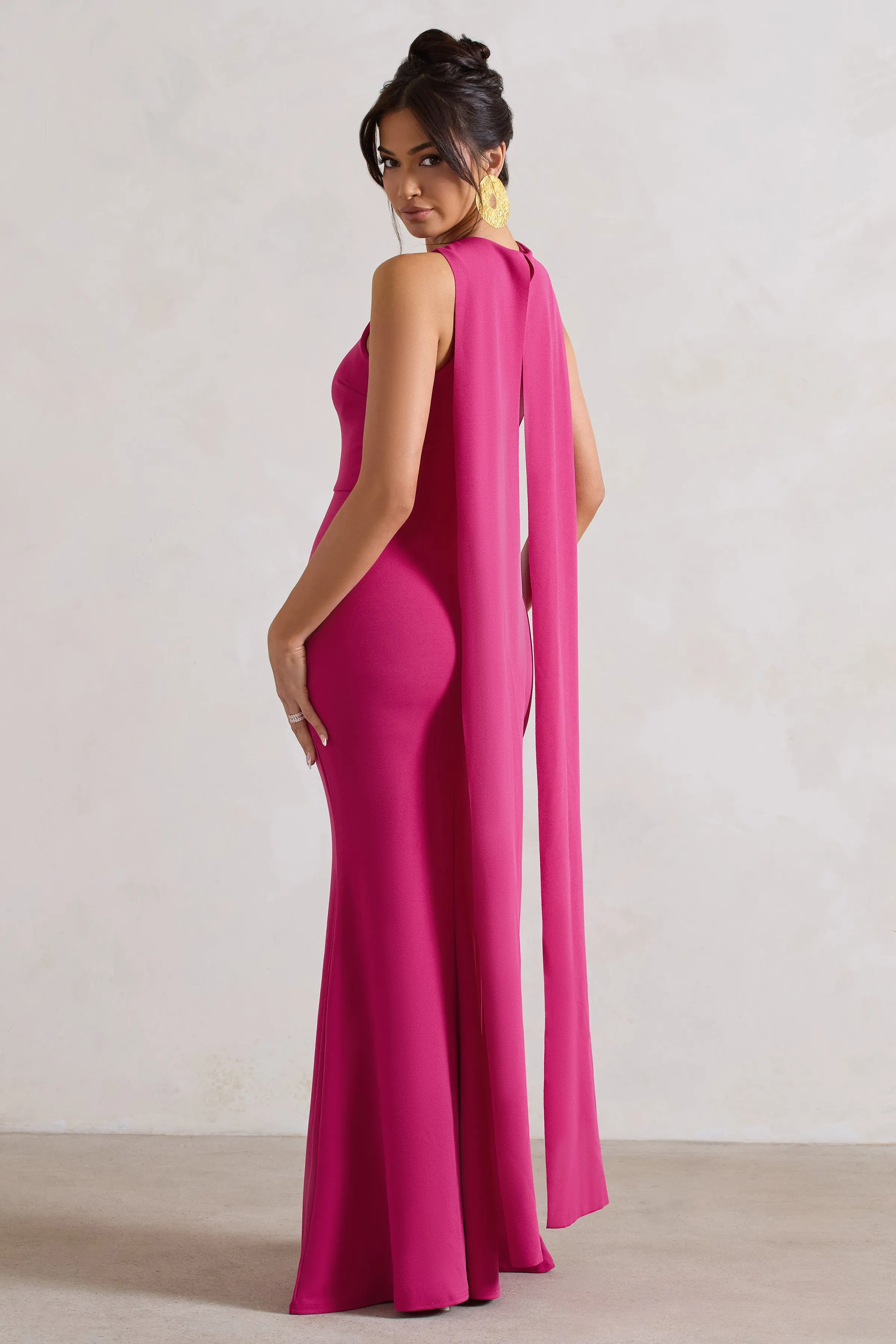 Patty | Dark Pink High-Neck Sleeveless Maxi Dress