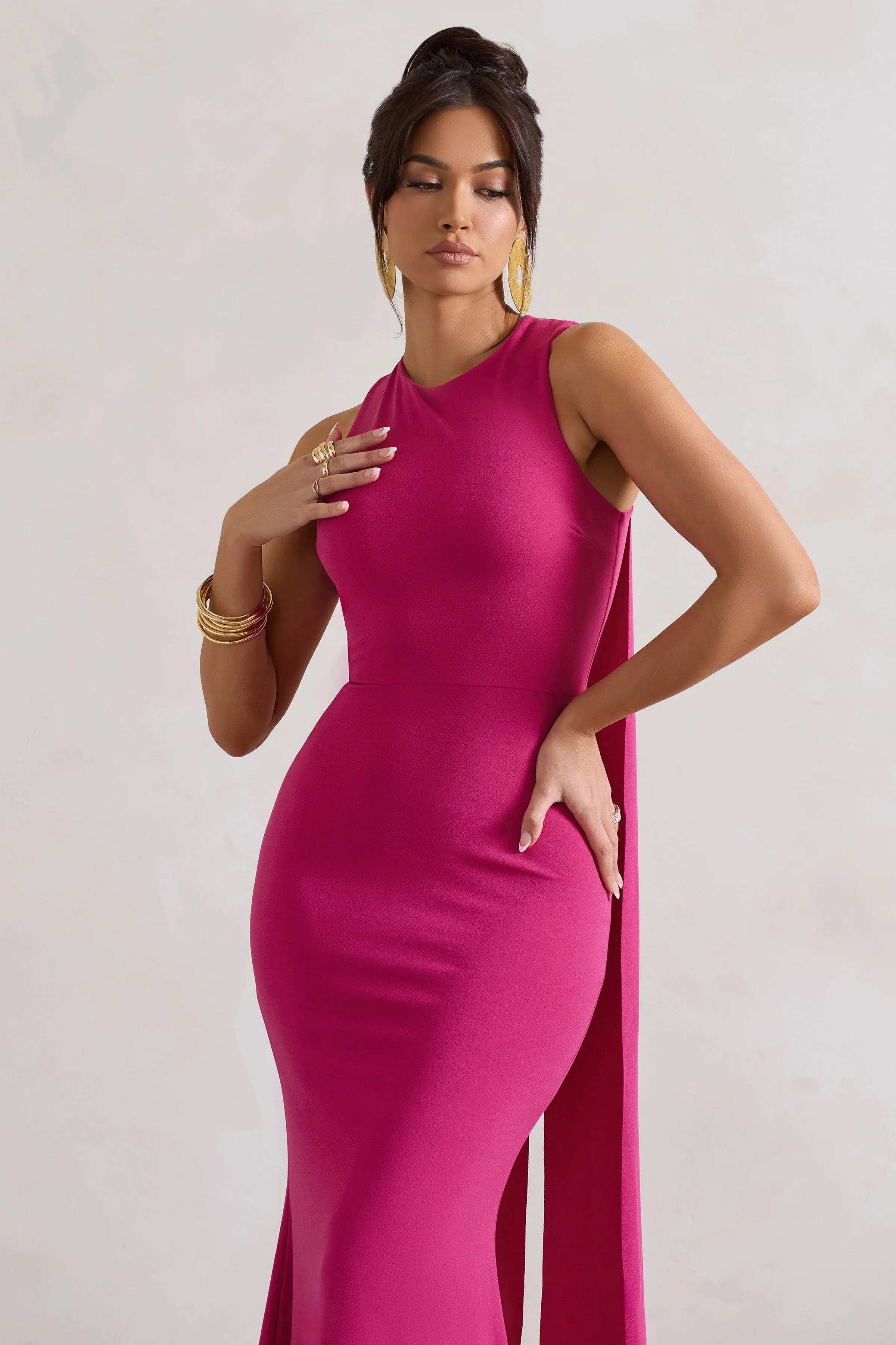 Patty | Dark Pink High-Neck Sleeveless Maxi Dress