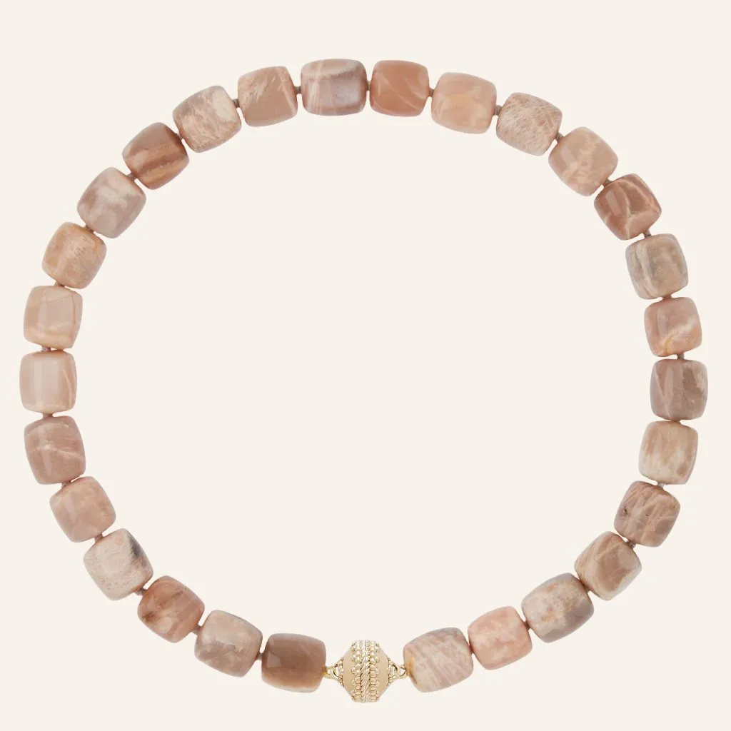 Peach Moonstone Barrel Necklace