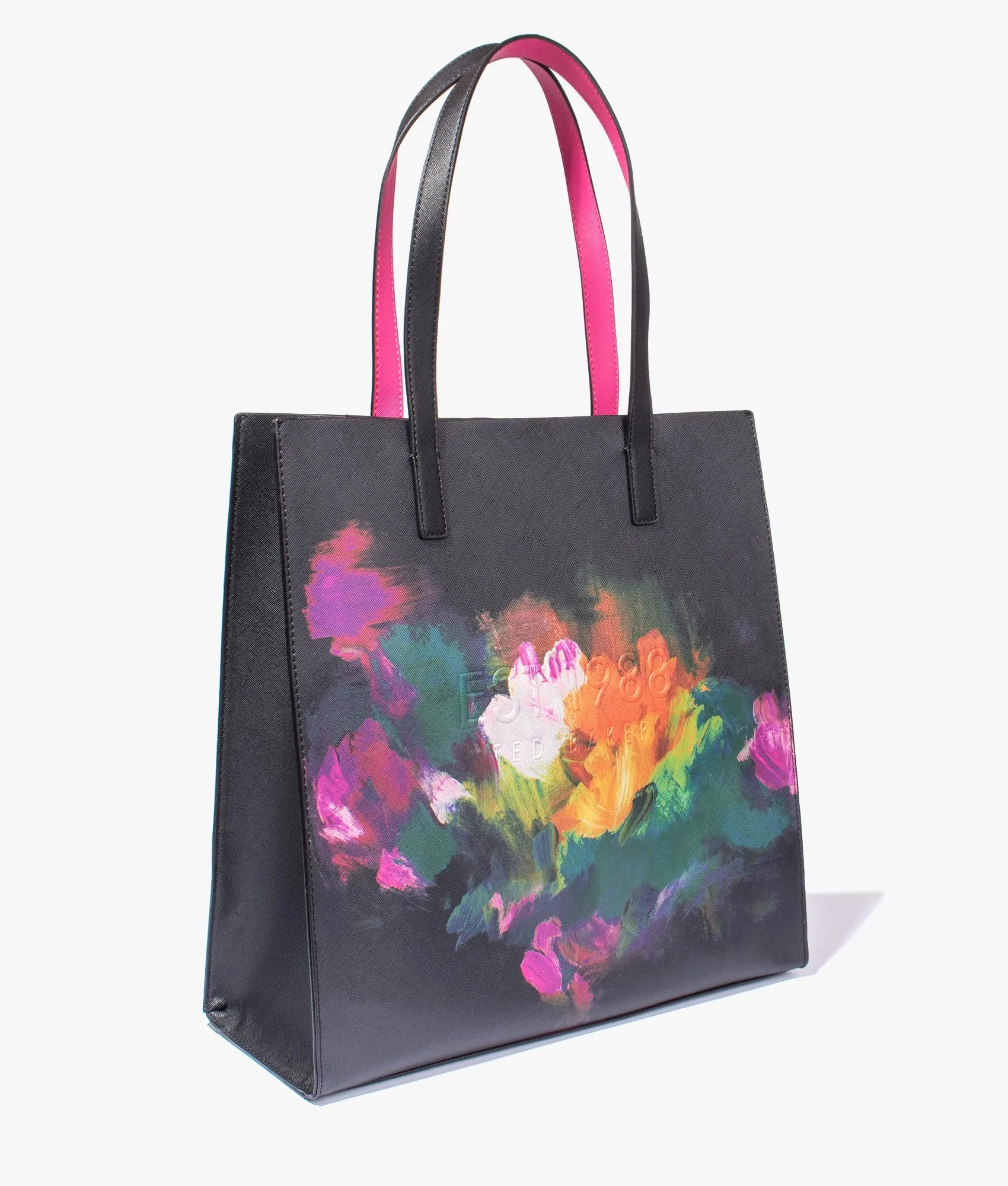 Pelicon paint brush printed large shopper in black