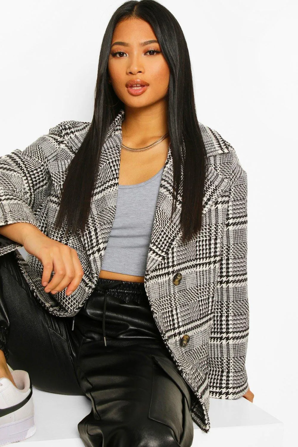 Petite Dogtooth Check Blazer