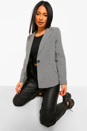 Petite Woven Dogtooth Blazer