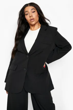 Plus Pocket Detail Double Breasted Blazer