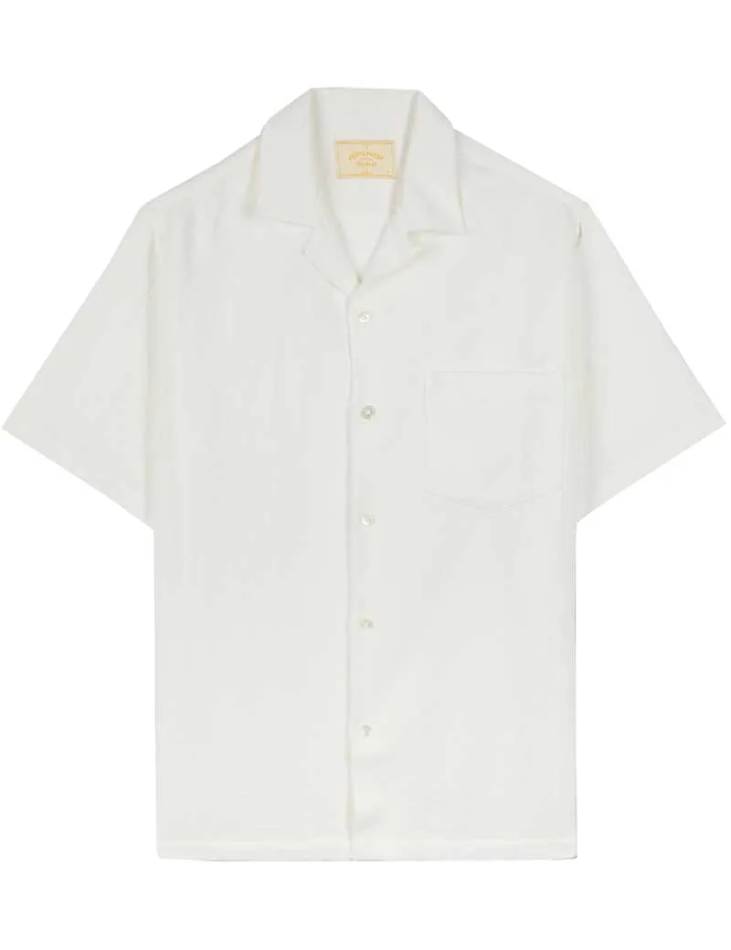 Portuguese Flannel Pique Short Sleeve Shirt White