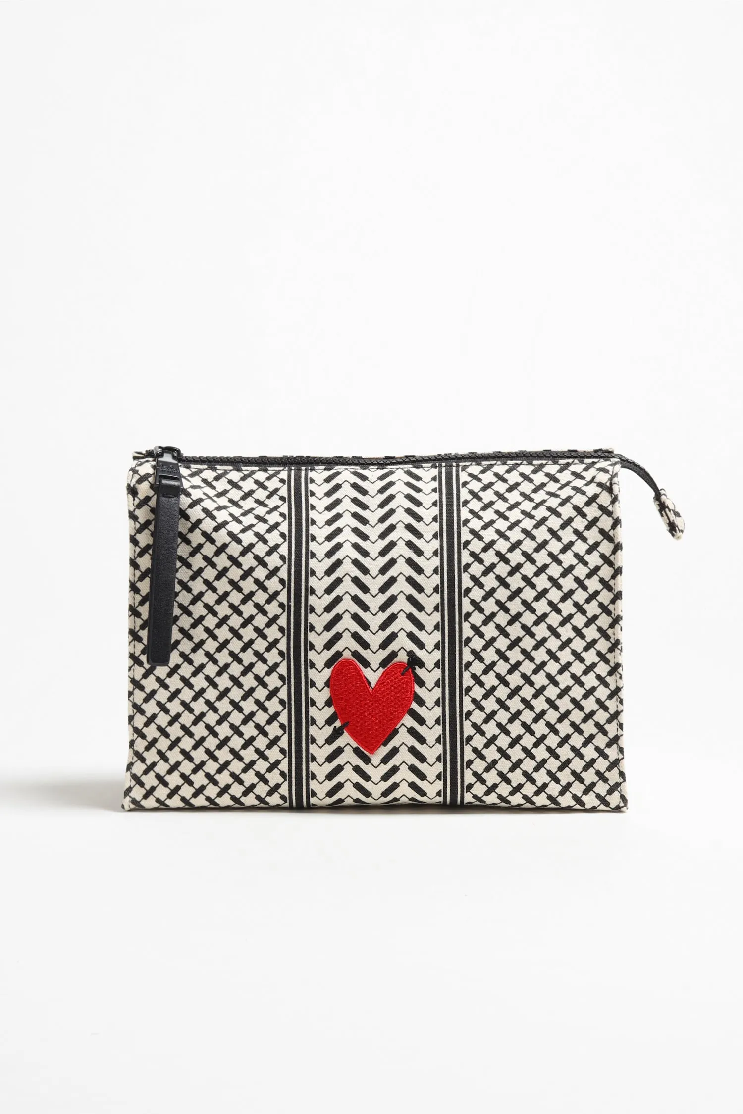 Pouch Pili 'Heart' in Schwarz/Weiß